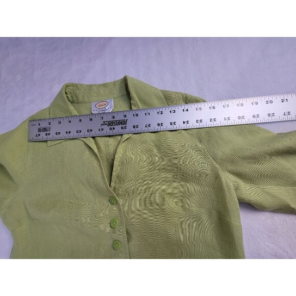 Talbots Petites Womens Green Button-Front Irish Linen Blazer Jacket 8P Casual - Picture 5 of 7